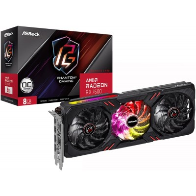 Видеокарта ASRock Radeon RX 7600 Phantom Gaming 8GB OC RX7600 PG 8GO