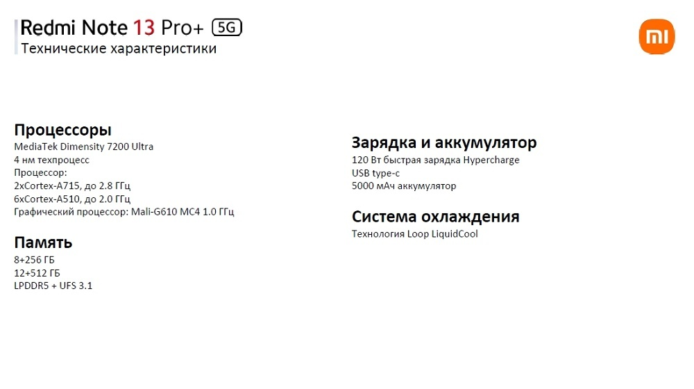 Технические характеристики