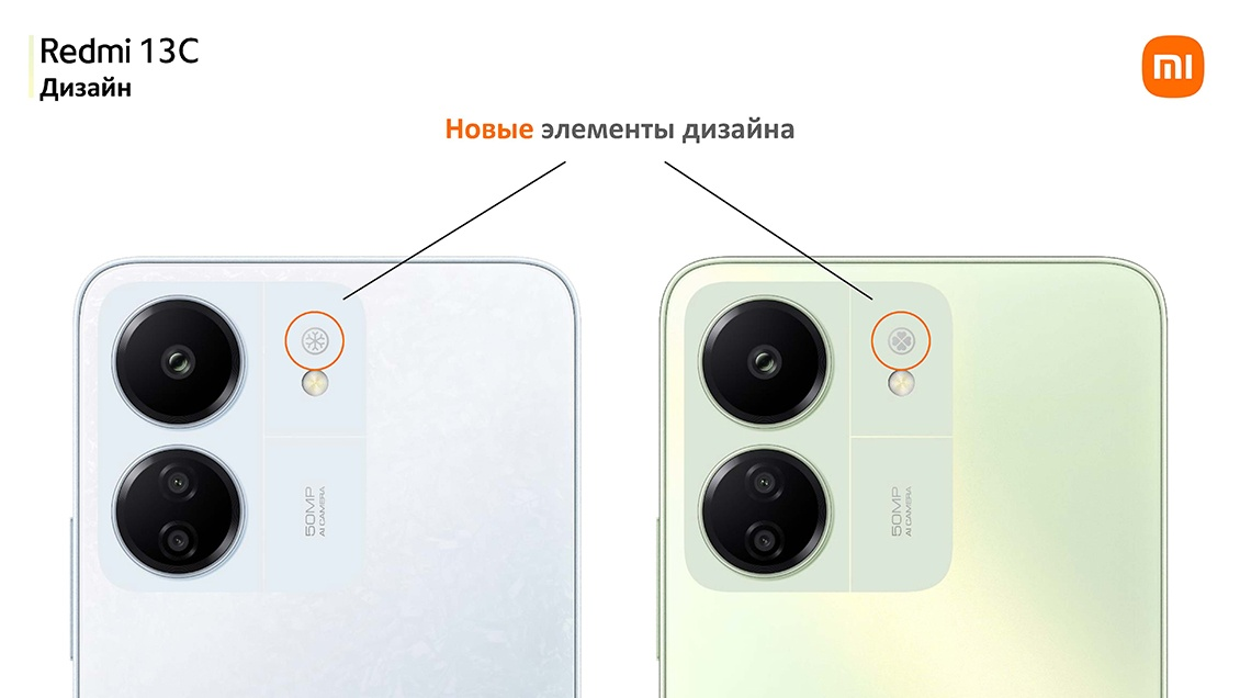 Xiaomi Redmi 13C Новые элементы дизайна