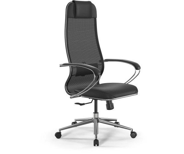 Кресло Метта ErgoLife Set 16, обивка: сетка/экокожа, цвет: черный/черный (Z316737901)