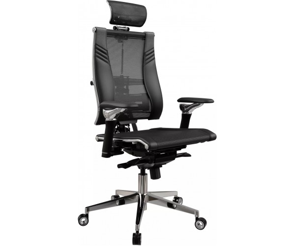 Кресло руководителя Метта Yoga Spine Triumph L2 (M06), обивка: сетка/экокожа, цвет: черный/черный (ZD5.50.15.92)