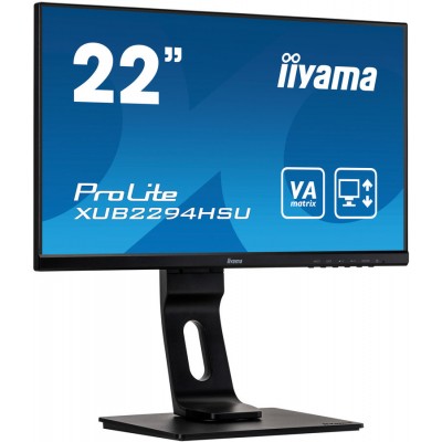 Монитор IIYAMA 21.5" ProLite XUB2294HSU-B1 черный VA LED 4ms 16:9 HDMI M/M матовая HAS Pivot 1000:1 250cd 178гр/178гр 1920x1080 D-Sub DisplayPort FHD USB 4.7кг