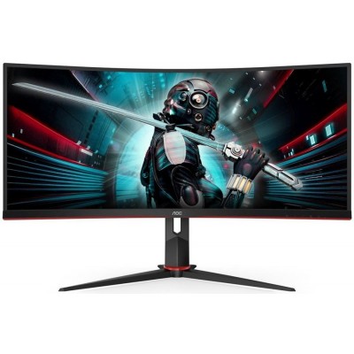 Монитор AOC CU34G2/BK 27" Gaming CU34G2 Curved 1500R 3440x1440@100Hz VA LED 21:9 1ms 2*HDMI DP 4*USB3.0 80M:1 178/178 300cd HAS Tilt Swivel Black-Red