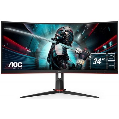 Монитор AOC CU34G2/BK 27" Gaming CU34G2 Curved 1500R 3440x1440@100Hz VA LED 21:9 1ms 2*HDMI DP 4*USB3.0 80M:1 178/178 300cd HAS Tilt Swivel Black-Red
