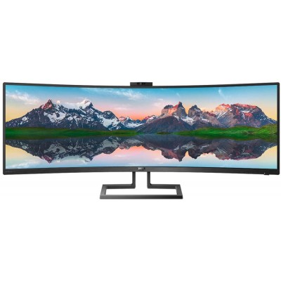 Монитор Philips 439P9H/01 43,4" 439P9H черный VA LED 32:10 HDMI M/M Cam глянцевая HAS Pivot 450cd 178гр/178гр 3840x1200 DisplayPort Ultra HD USB 14.37кг