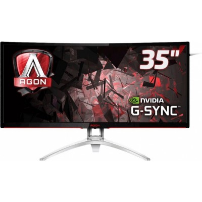 Монитор AOC AG352UCG 35" AOC AGON AG352UCG Silver-Black с поворотом экрана (MVA, изогнутый, 3440x1440, 100Hz, 4 ms, 178°/178°, 300 cd/m, 2000:1, +HDMI, +DisplayPort, +2xUSB, +MM, NVIDIA G-SYNC)