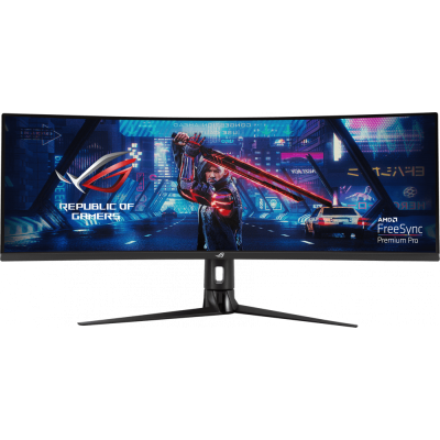 Монитор ASUS23,8" XG43VQ black (VA изогнутый 3840x1200, ProGaming, 1ms, 450cd/m2, 178°/178°, 3000:1, HDMI*2, DP, USB-Hub, 120Hz, HDR, колонки, FreeSync, Tilt, Swivel, HAS, VESA, Black)