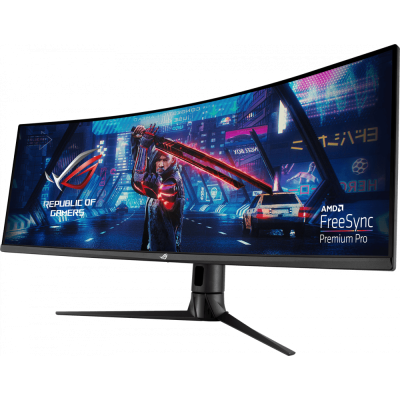 Монитор ASUS23,8" XG43VQ black (VA изогнутый 3840x1200, ProGaming, 1ms, 450cd/m2, 178°/178°, 3000:1, HDMI*2, DP, USB-Hub, 120Hz, HDR, колонки, FreeSync, Tilt, Swivel, HAS, VESA, Black)