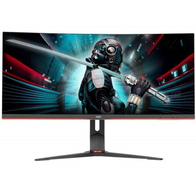 Монитор AOC CU34G2 34" CU34G2 Black-Red(VA, изогнутый, 3440x1440, 100Hz, 1 ms, 178°/178°, 300 cd/m, 80M:1, +2xHDMI 2.0, +DisplayPort 1.2, +4xUSB 3.0, +регулировка по высоте, AMD FreeSync™)