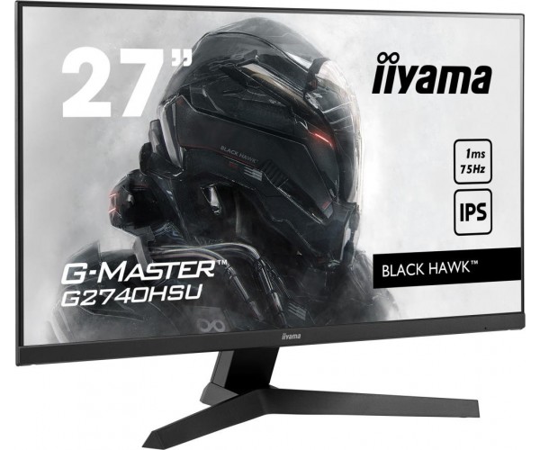 Монитор IIYAMA G2740HSU-B1 27'' [16:9] 1920х1080(FHD) IPS, nonGLARE, 250cd/m2, H178°/V178°, 1000:1, 80M:1, 16,7 миллионов цветов, 1ms, HDMI, DP, USB-Hub, Tilt, Speakers, Audio out, 3Y, Black (G2740HSU-B1)