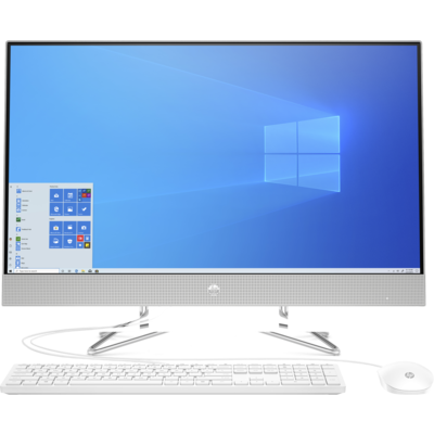 Моноблок HP 24-df0025ur 27" Full HD Pentium Gold G6400T(Ghz)/4096Mb/128PCISSDGb/noDVD/Int:AMD Intergrated Graphics /Cam/WiFi/war 1y/Natural silver/W10 + USB KBD, USB MOUSE 14Q58EA