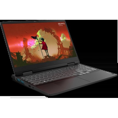Ноутбук Lenovo IdeaPad Gaming 3 15ARH7 15.6"(1920x1080 IPS)/AMD Ryzen 5 6600H(3.3Ghz)/16384Mb/512SSDGb/noDVD/Ext:nVidia GeForce RTX3050Ti(4096Mb)/Cam/BT/WiFi/45WHr/war 1y/2.31kg/onyx grey/Win11Home +