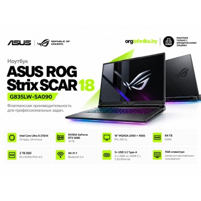Ноутбук ASUS ROG Strix SCAR 18 G835LW-SA090 — масштаб для творчества, мощность для побед