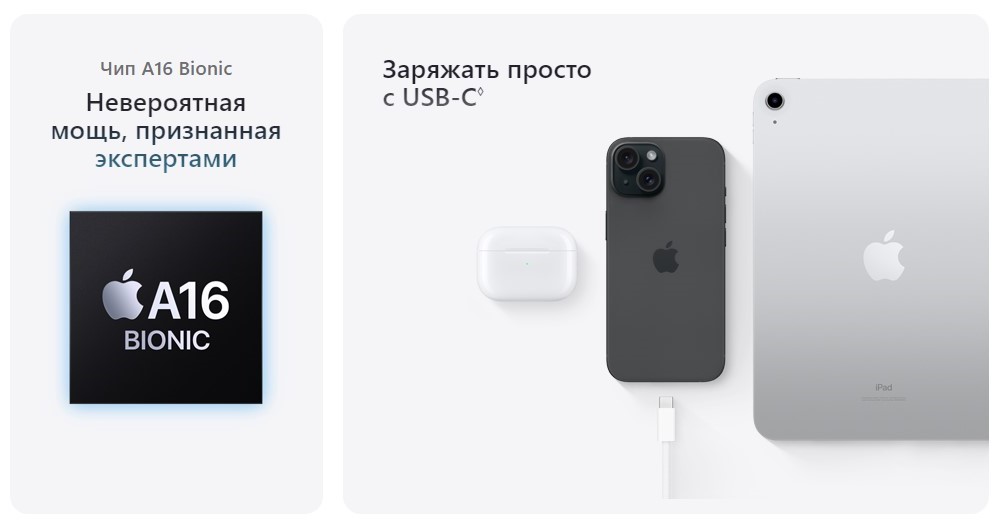 Apple iPhone 15 / 15 Plus Чип A16 Bionic