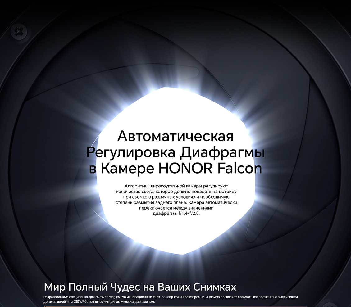 Honor Magic6 Pro (BVL-N49) Автоматическая регулировка диафрагмы