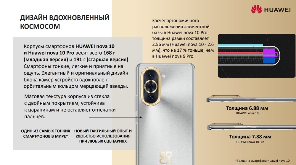 HUAWEI nova 10 series Дизайн вдохновленный космосом