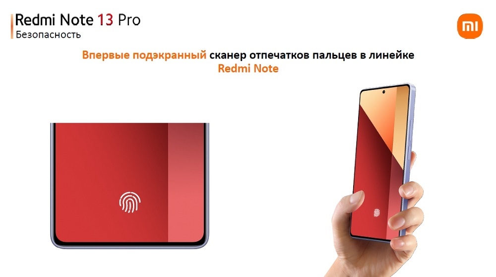 XIAOMI Redmi Note 13 Pro Встроенный подэкранный сканер отпечатков пальцев