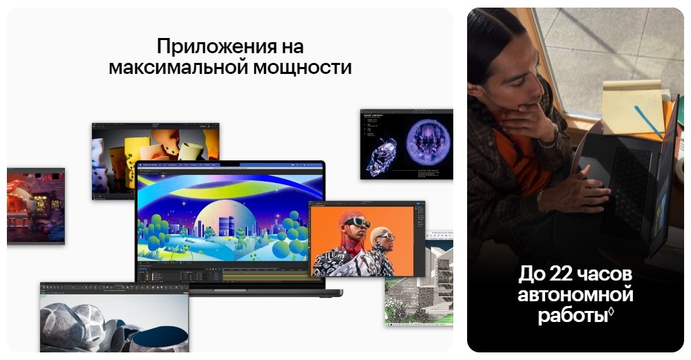 Apple MacBook Pro (M3, 2023) Приложения на максимальной мощности