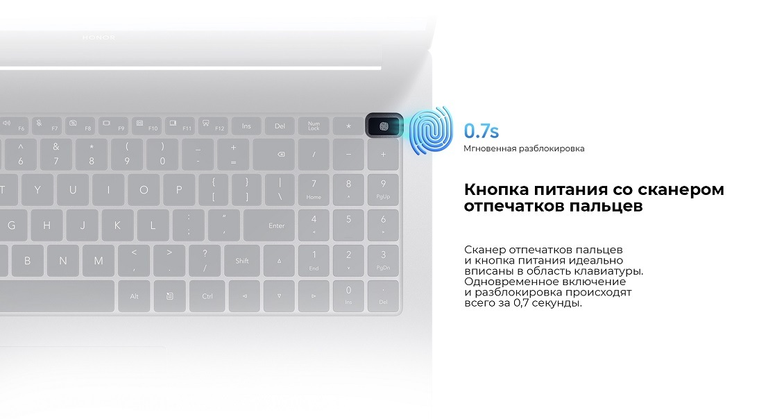Honor MagicBook X16 Кнопка питания со сканером отпечатков пальцев