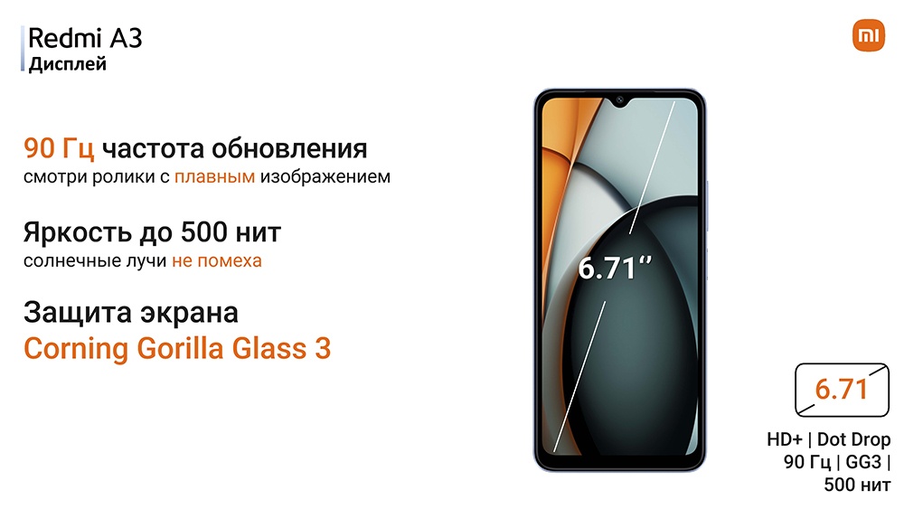 Xiaomi Redmi A3 4GB/128GB (зеленый) 90 Гц частота обновления