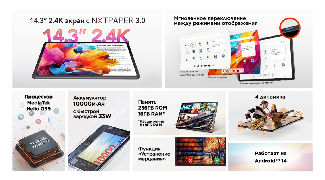 TCL NXTPAPER 14 Основные параметры