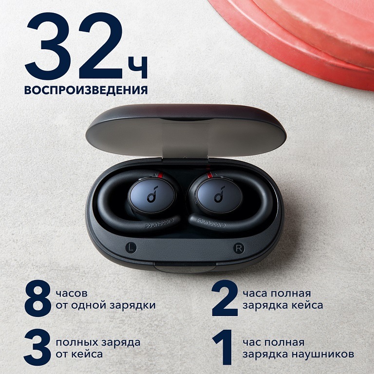 SOUNDCORE Sport X10 До 32 часов воспроизведения