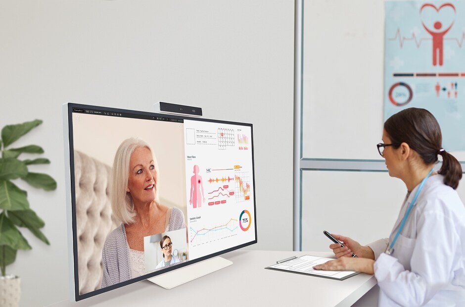 LG One Quick Flex, кабинет врача, телемедицина, совместное рабочее пространство, дизайнерский офис, палаты в больницах и домах длительного ухода, видеозвонок, работа из дома, детский сад, Дистанционное обучение
